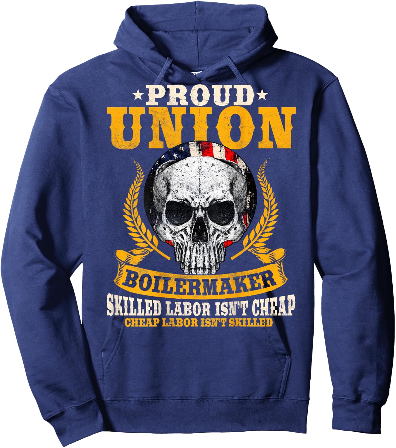 Union Boilermaker Design On Back Of Clothing Hoodie - Hoodie | Navy