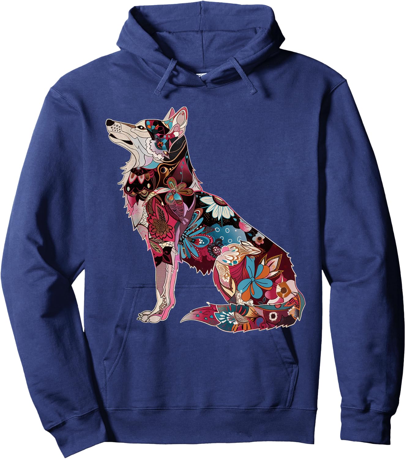 Wolf Vintage Flowers Floral Wolf Lover Hoodie - Hoodie | Navy