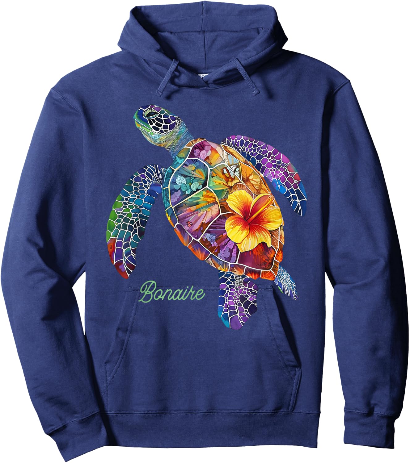 Bonaire Sea Turtle Scuba Dive Ocean Vintage Hoodie - Hoodie | Navy