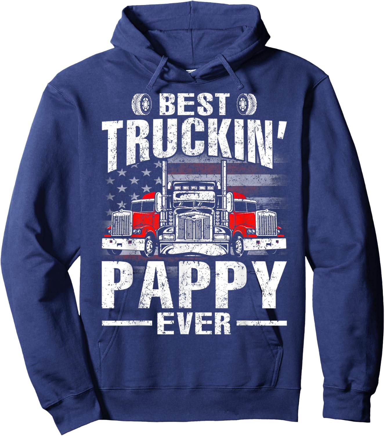 Best Truckin' Pappy Ever USA Flag Men Hoodie - Hoodie | Navy