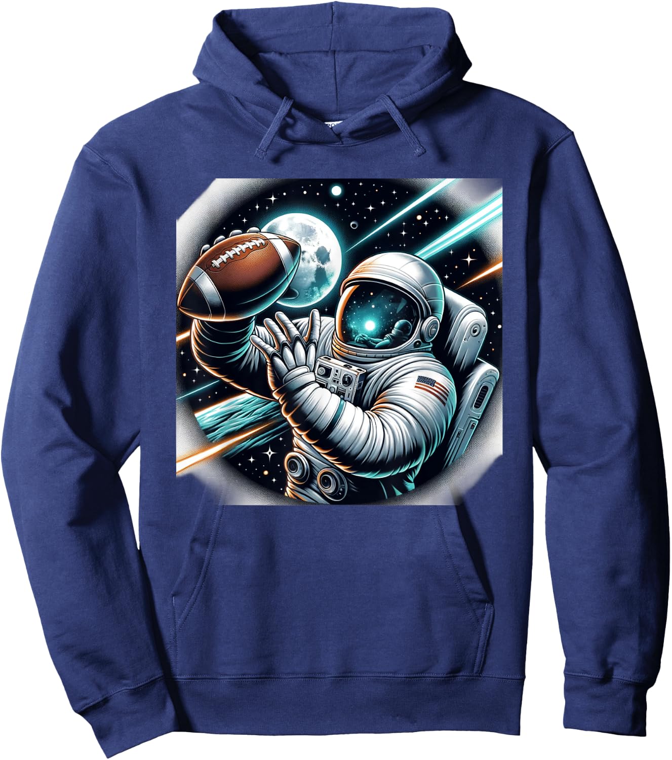 Astronaut Playing Football In Space Hoodie - Hoodie | Navy