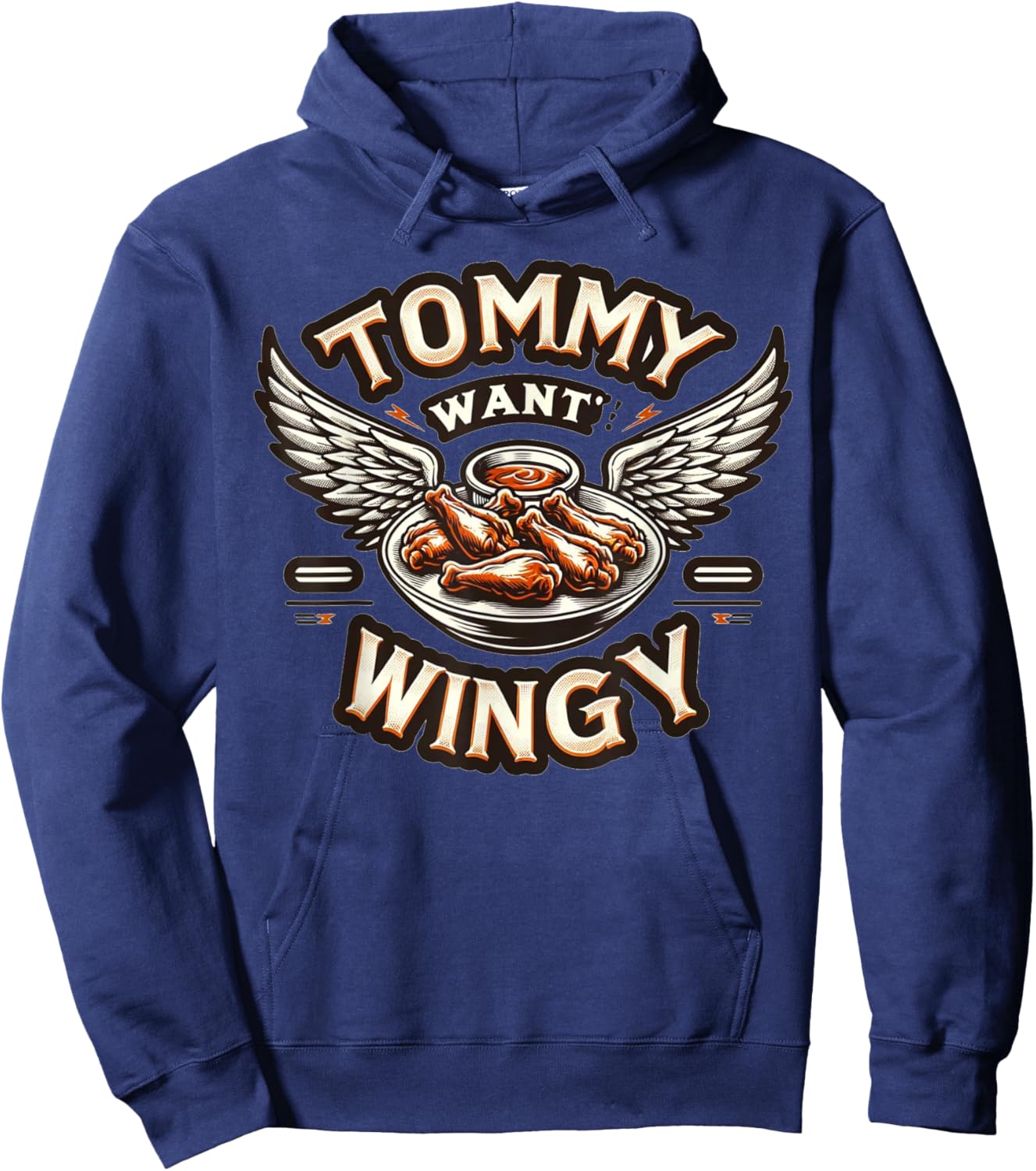 Tommy Want Wingy: Fried Chicken Wing Cravings Hoodie - Hoodie | Navy