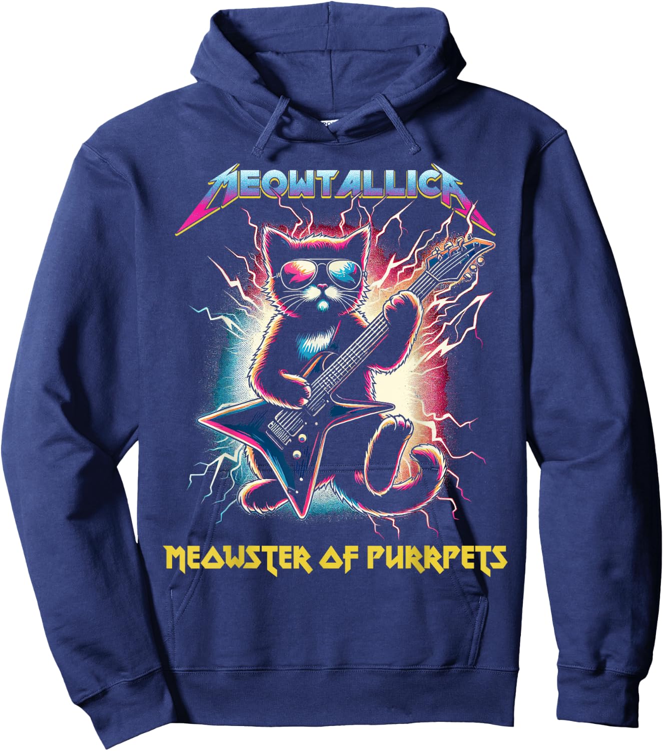 Meowtallica Meowster of Purrpets - Funny Cat Hoodie - Hoodie | Navy
