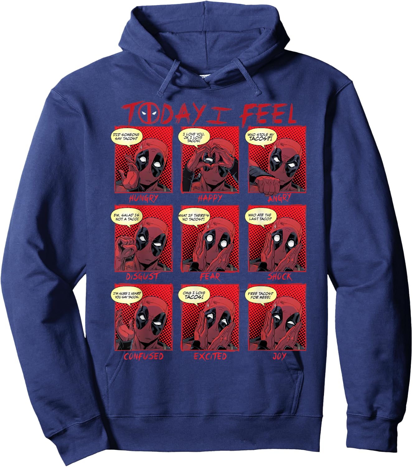 Marvel Deadpool Today I Feel Panels Small Hoodie - Hoodie | Navy