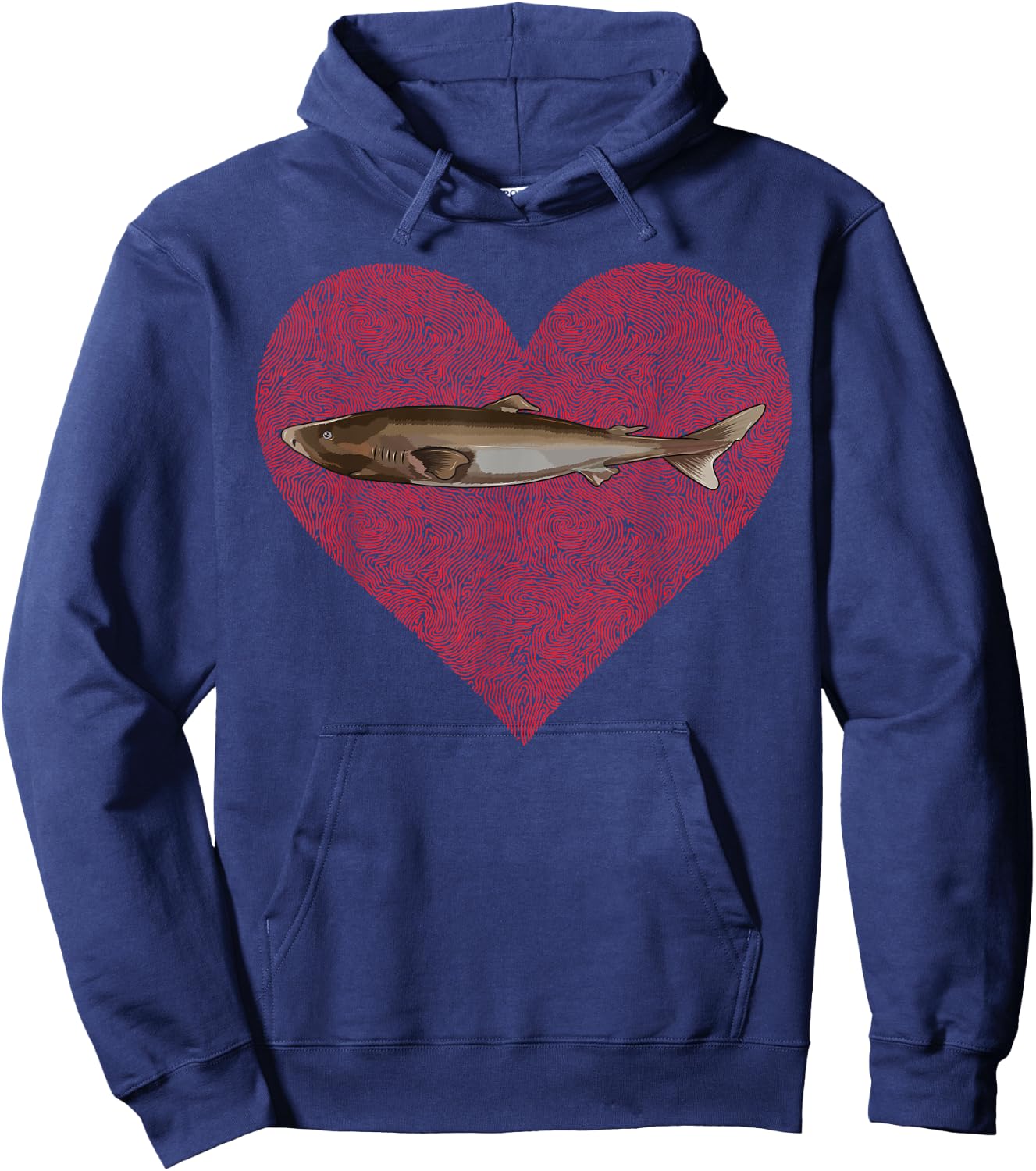 Greenland Shark Valentines Day Love Fingerprint Hoodie - Hoodie | Navy