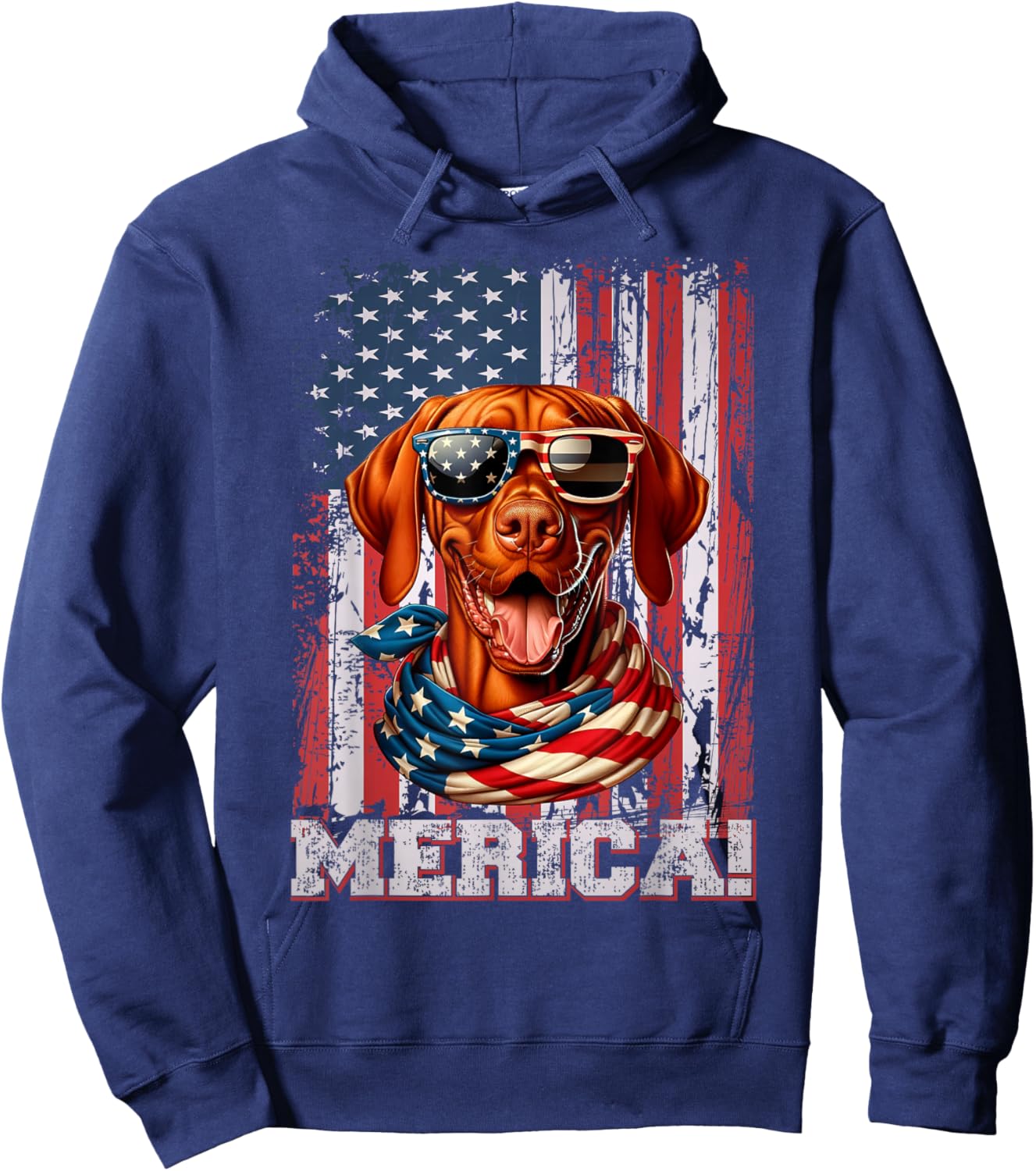 Vizsla Dog Lover Flag 4th Of July Patriotic Hoodie - Hoodie | Navy