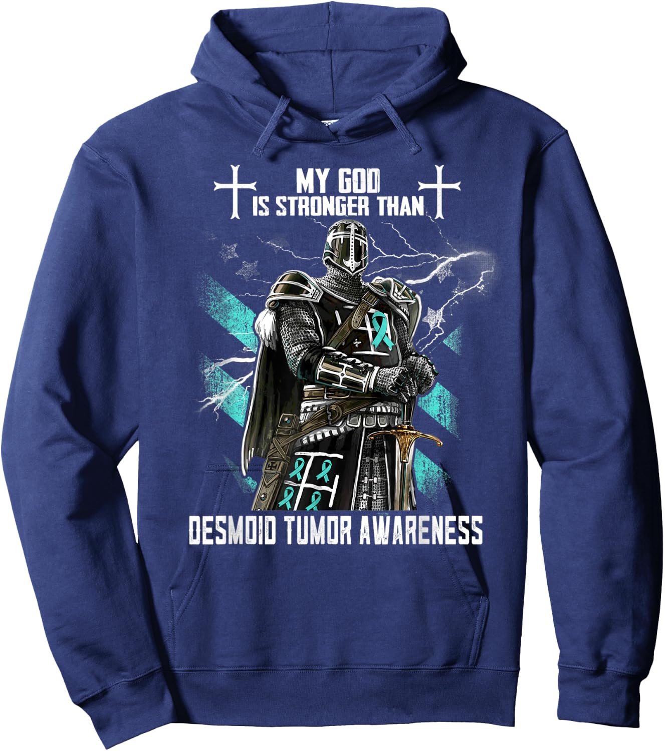 My God Is Stronger Than Desmoid Tumor Awareness Hoodie - Hoodie | Navy
