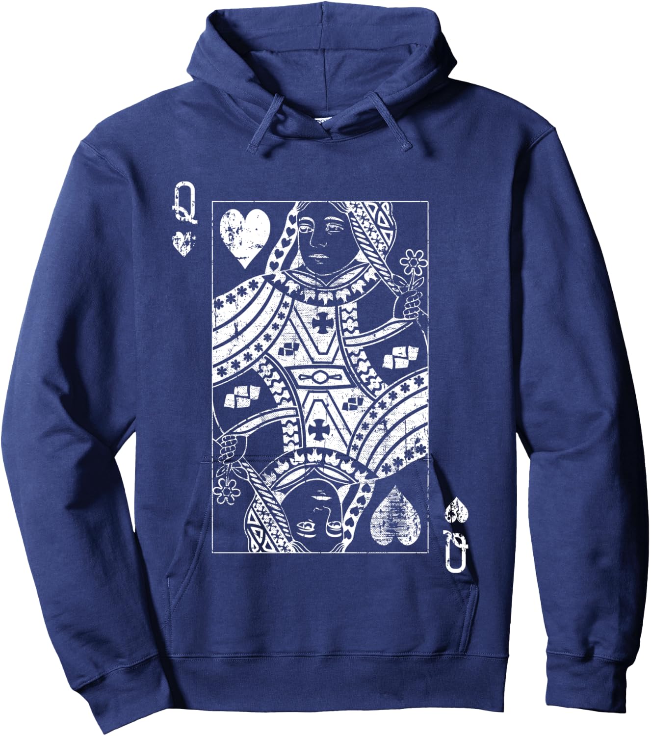 Queen Of Hearts Vintage Card Hoodie - Hoodie | Navy
