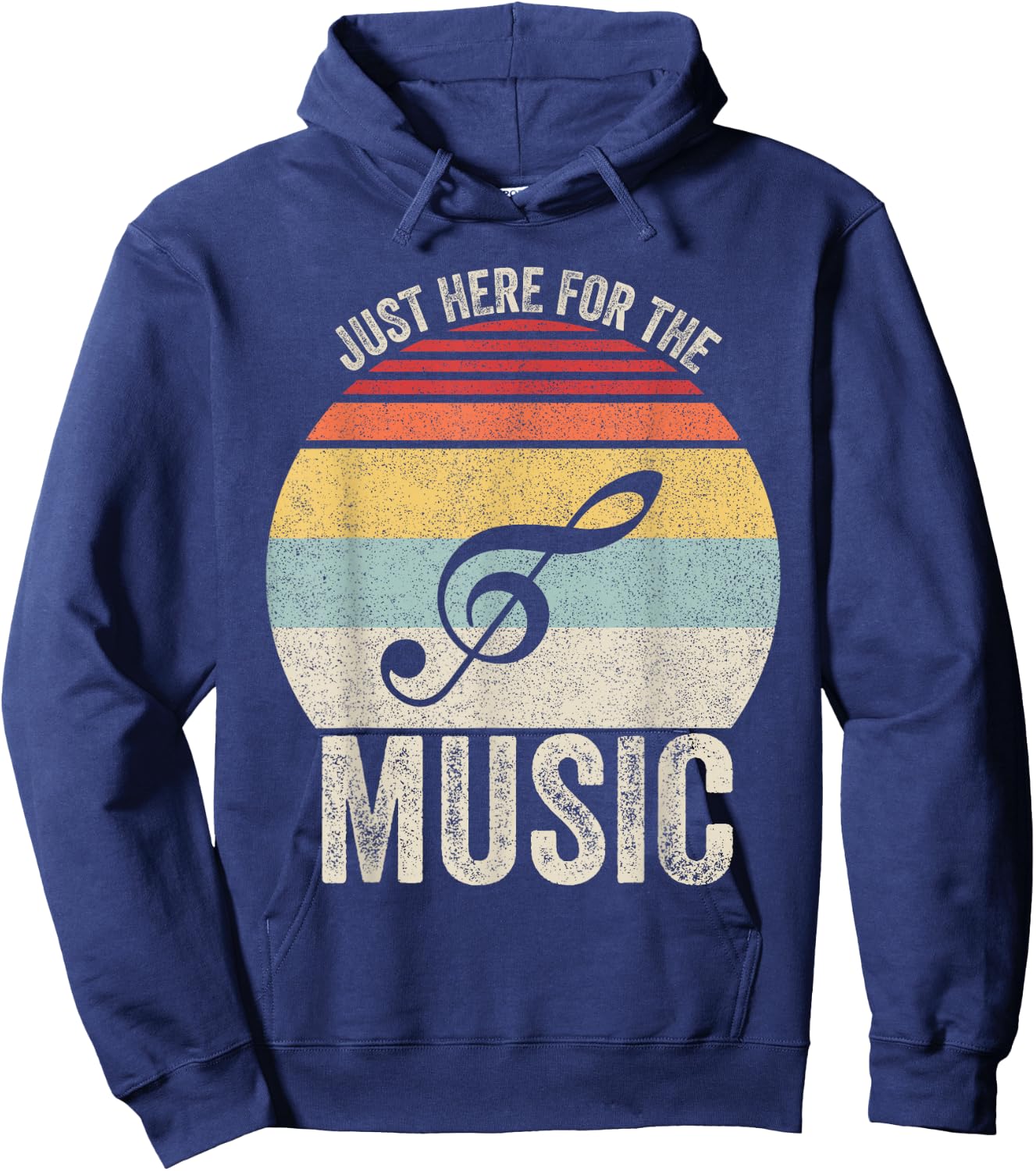 Vintage Retro Just Here For The Music Hoodie - Hoodie | Navy