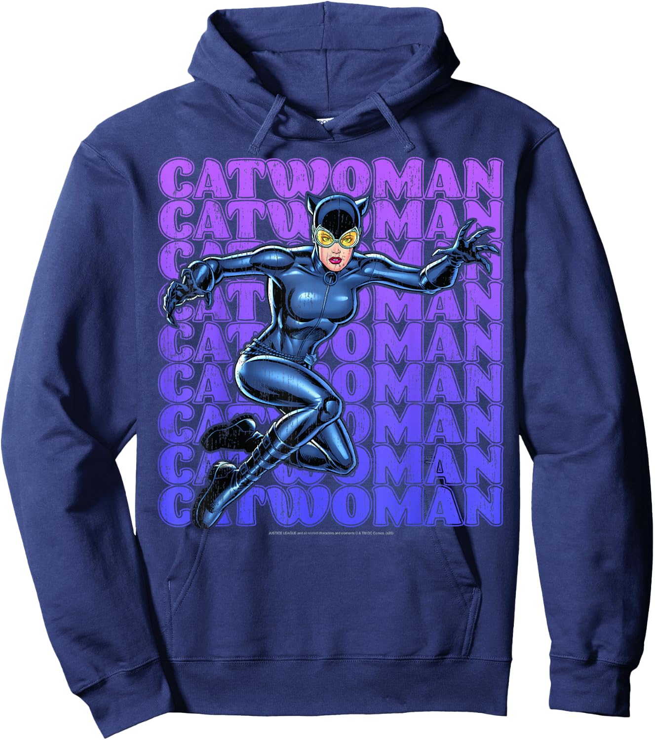 DC Comics Catwoman Name Stack Portrait Hoodie - Hoodie | Navy