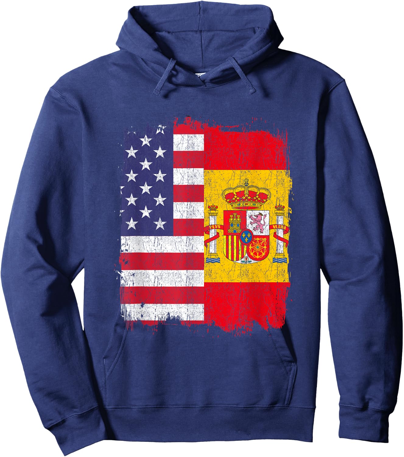 USA Spain Flag American Spanish Hoodie - Hoodie | Navy