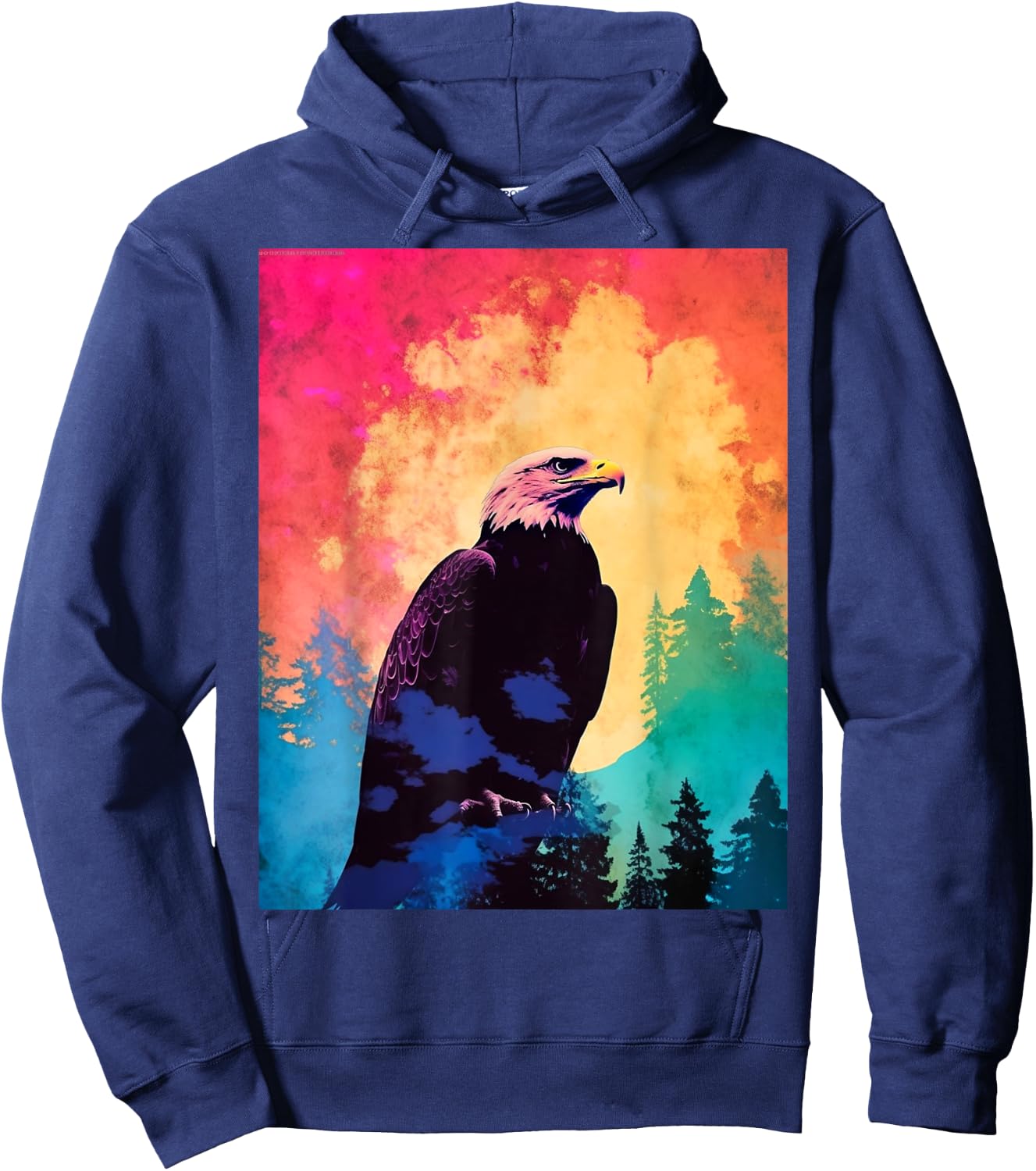 Majestic Eagle Silhouette: Freedom's Colors Hoodie - Hoodie | Navy