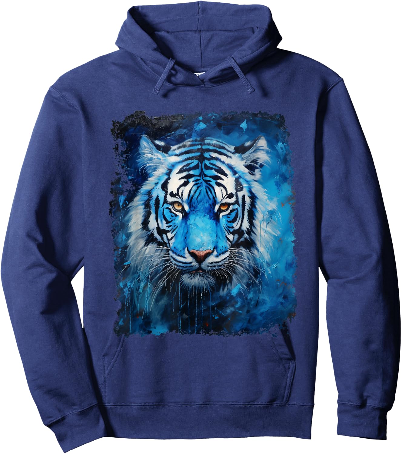 Pop Art Vintage Zoo Animal Tiger Blue Hoodie - Hoodie | Navy