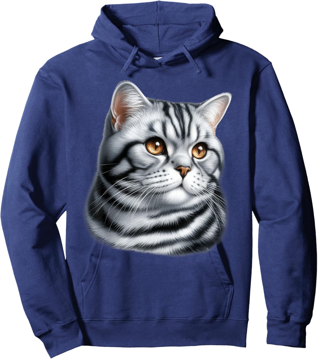 Shorthair Tiger Cat Portrait Hoodie - Hoodie | Navy