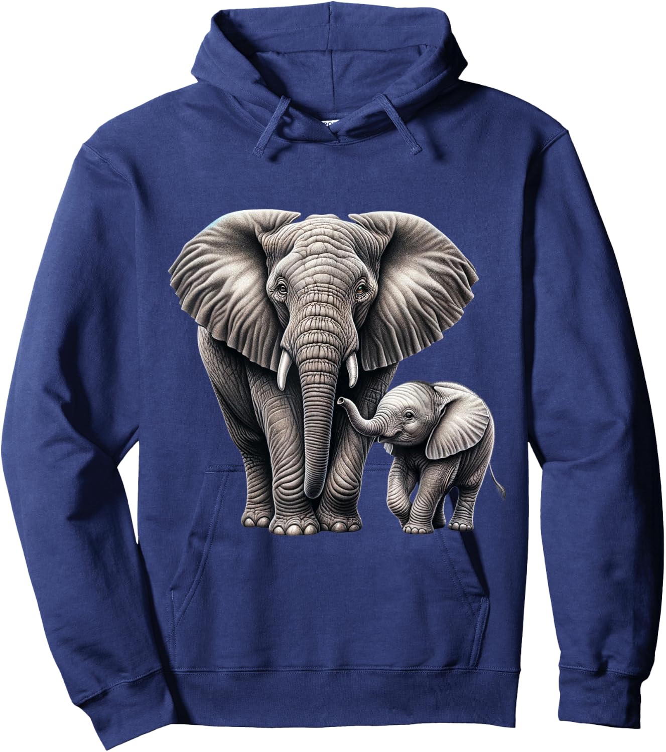 Mother and Calf Elephant | Elefant Lover Hoodie - Hoodie | Navy