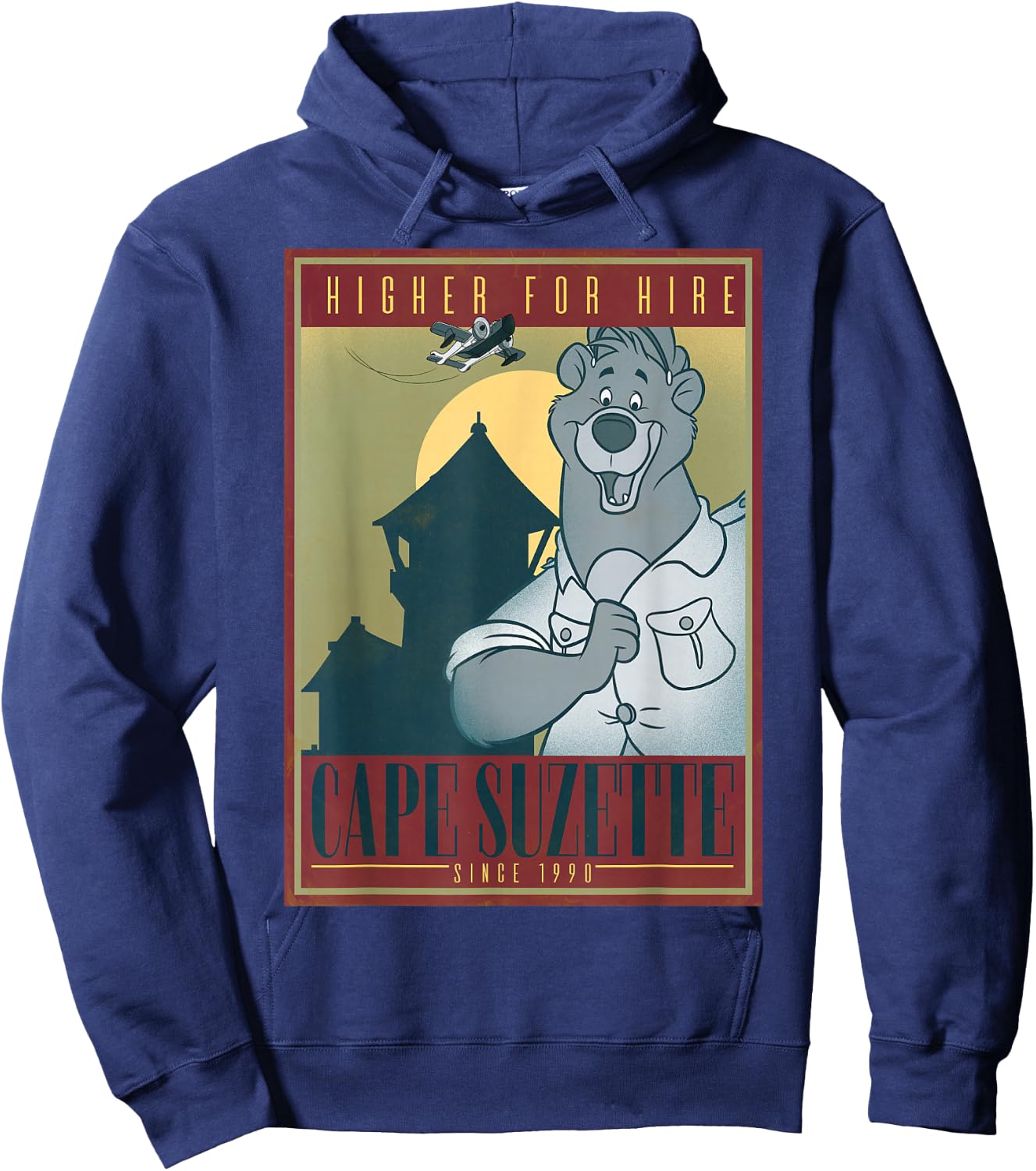 Disney TaleSpin Baloo Higher For Hire Poster Hoodie - Hoodie | Navy