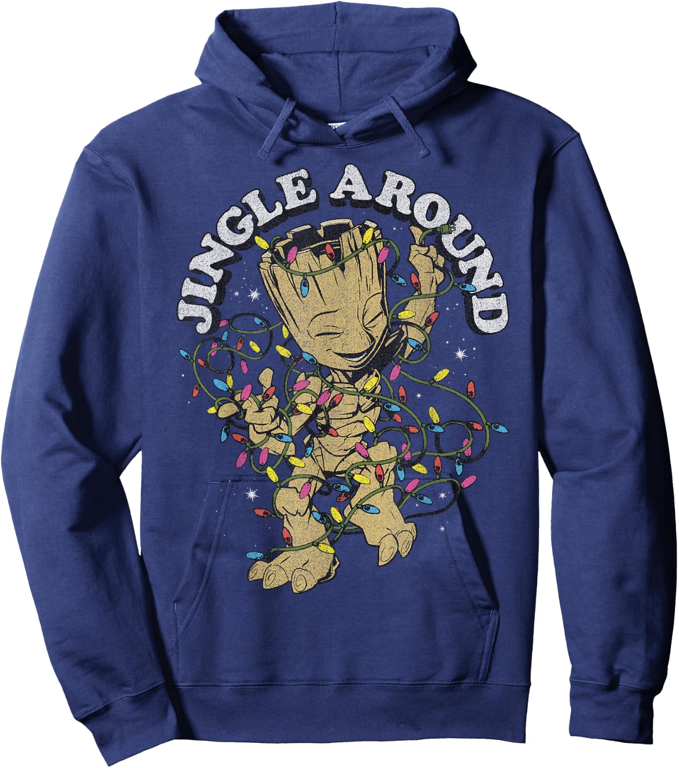 Marvel Christmas Groot Jingle Around Portrait Hoodie - Hoodie | Navy