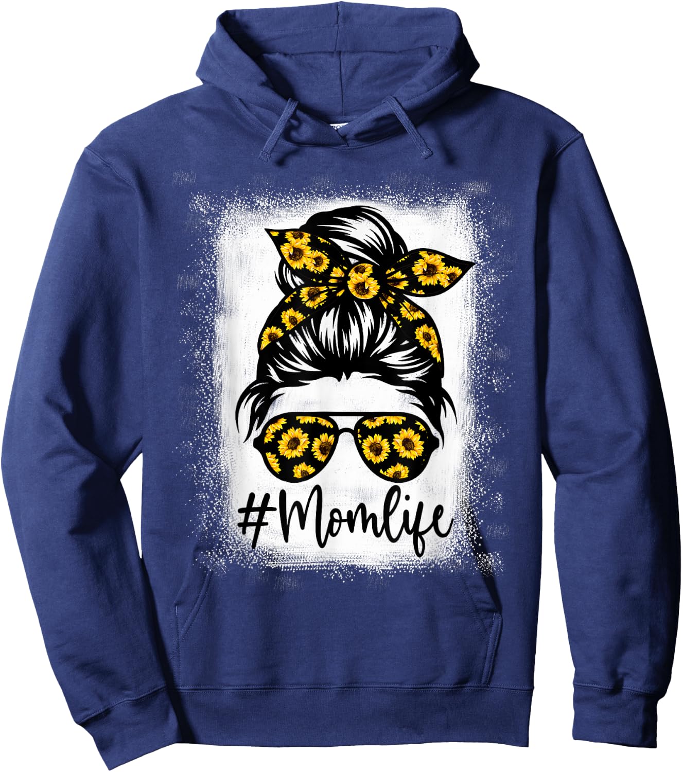 Bleached Sunflower Mom Life for Mother's Day Hoodie - Hoodie | Navy