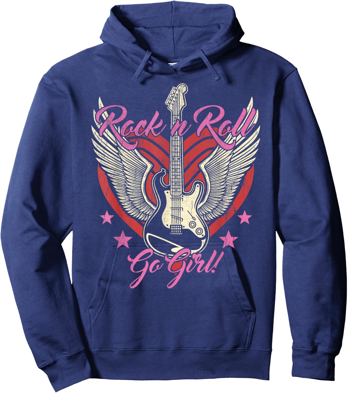 Rock and Roll Guitar Vintage ROCK Women Music Hoodie - Hoodie | Navy