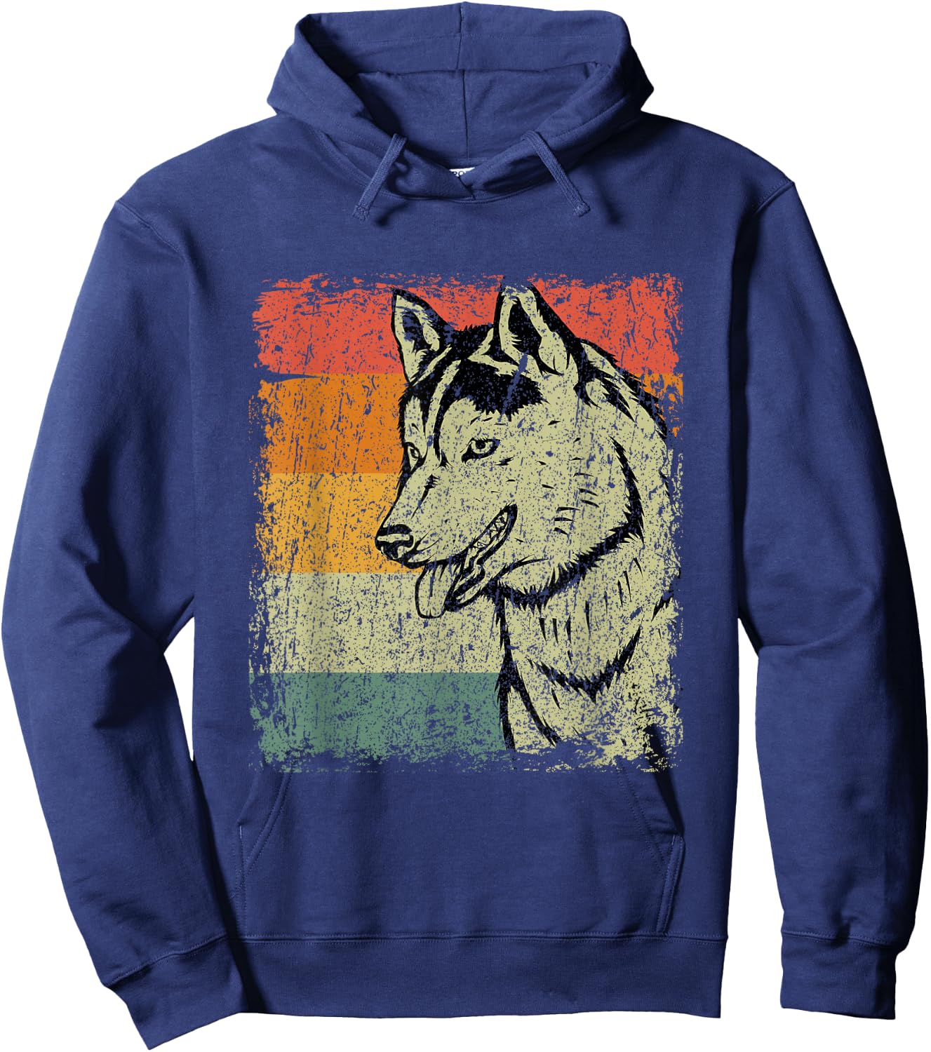 Retro Siberian Husky Dog Gift Vintage Husky Hoodie - Hoodie | Navy