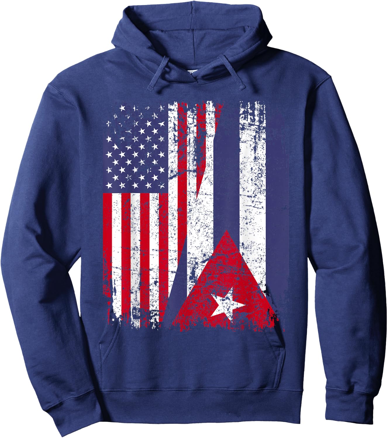 CUBAN ROOTS | Half American Flag | CUBA FLAG Hoodie - Hoodie | Navy