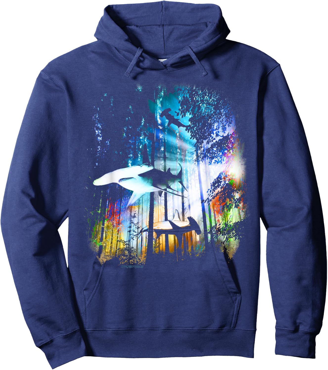 Hammerhead Shark Forest Hoodie - Hoodie | Navy