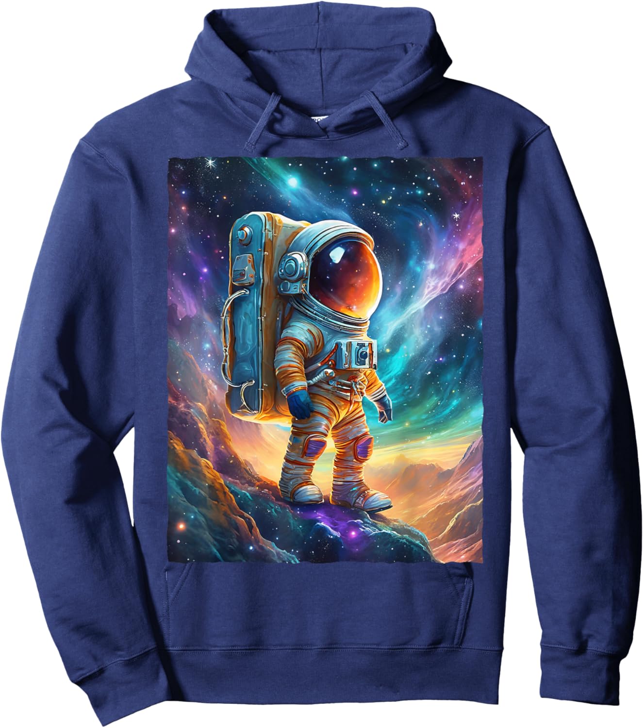 Astronaut Hiking Space Galaxy Nebula Sci-Fi Art Hoodie - Hoodie | Navy