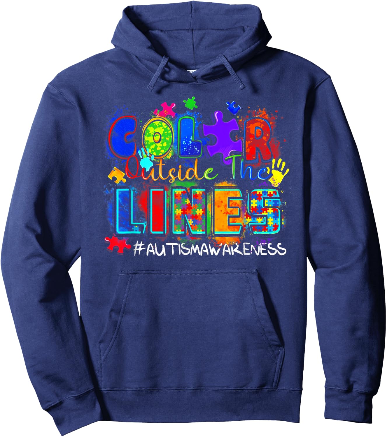 Color Outside The Lines Autism Awareness Hoodie - Hoodie | Navy