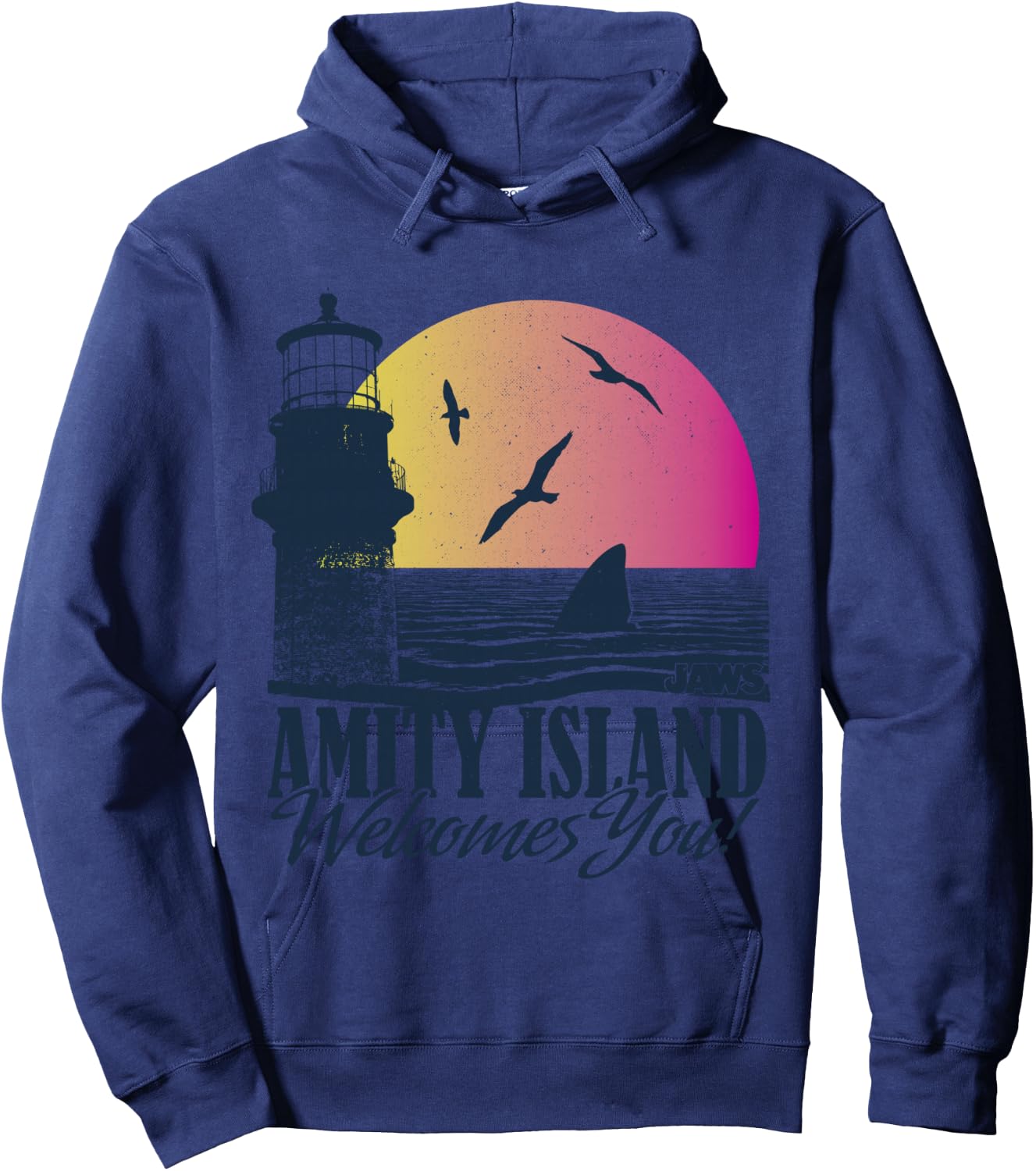 Jaws Amity Island Welcomes You Sunset Hoodie - Hoodie | Navy