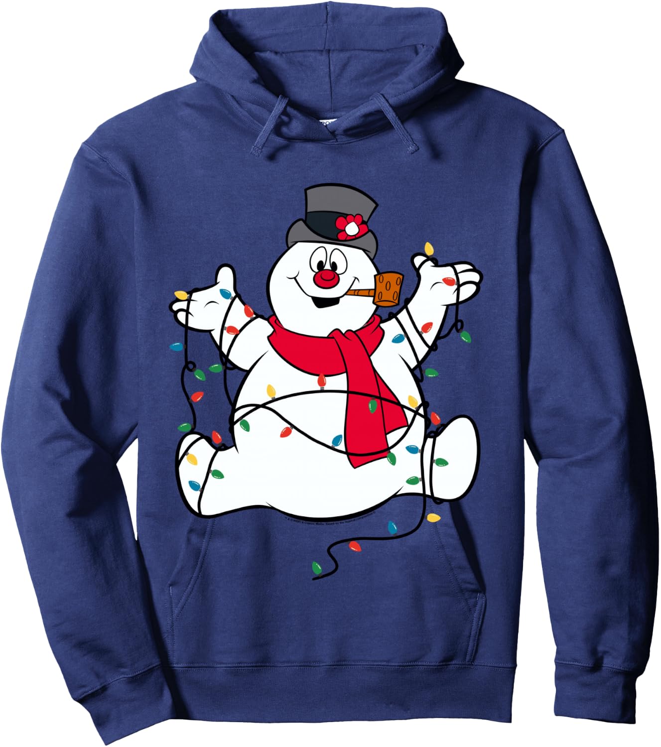 Frosty The Snowman Christmas Lights Portrait Hoodie - Hoodie | Navy