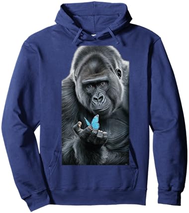 Gorilla Butterfly Artwork funny animal Hoodie - Hoodie | Navy