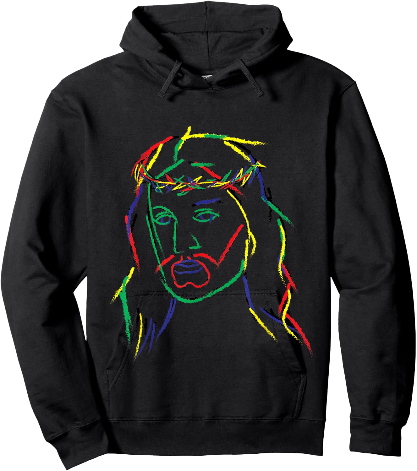Abstract Jesus Graphic Image Cool Fun Piece Hoodie - Hoodie | Black