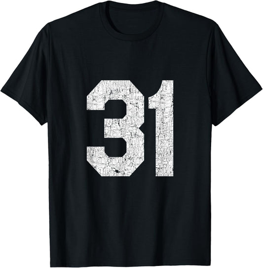 #31 Jersey Uniform Varsity Number, 31st Birthday, 31st Place T-Shirt - T-Shirt | Black