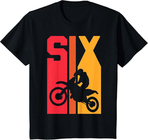 6th Birthday Retro Motocross 6 Years Boys Girl Dirt Bike