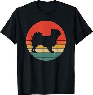 Long Haired Chihuahua Vintage Dog Silhouette Retro Dogs Gift Men Women Kids