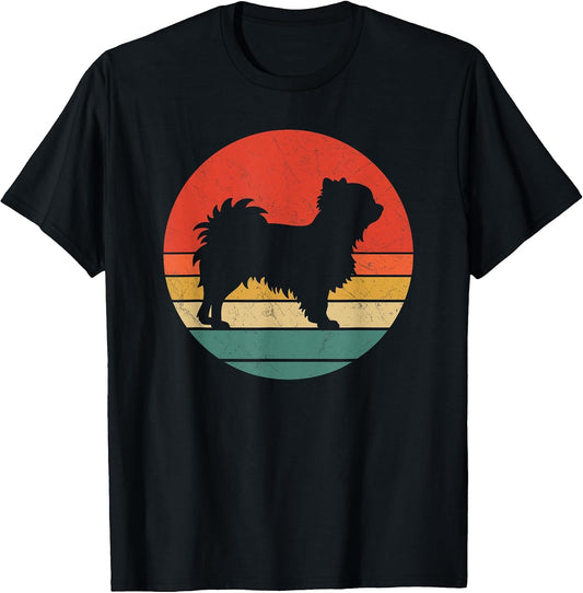 Long Haired Chihuahua Vintage Dog Silhouette Retro Dogs Gift Men Women Kids