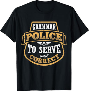 Grammar Police - Serve and Correct , Men, Black, Large