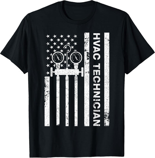 Funny HVAC Gift Cool HVAC Technician American Flag