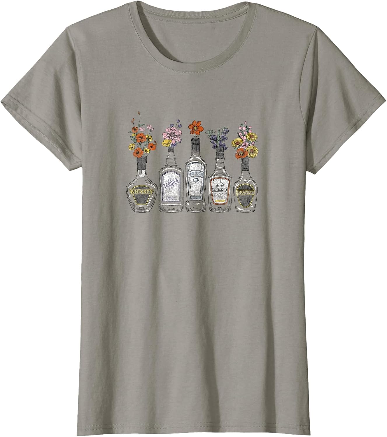 Wild Flowers in Wine Bottles , Women, Slate Grey, XX-Large