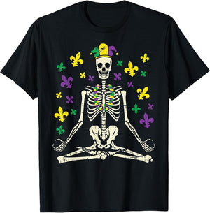 Meditating Yoga Skeleton Jester Cute Mardi Gras Zen Buddhism