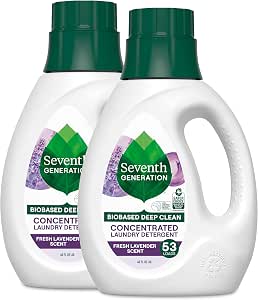 Seventh Generation Concentrated Laundry Detergent, Fresh Lavender scent, 40 oz, Pack of 2 (106 Loads)