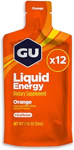 GU Energy Liquid Energy Gel with Complex Carbohydrates, Vegan, Gluten-Free, and Dairy-Free On-the-Go Energy for Any Workout, 12-Count, Orange