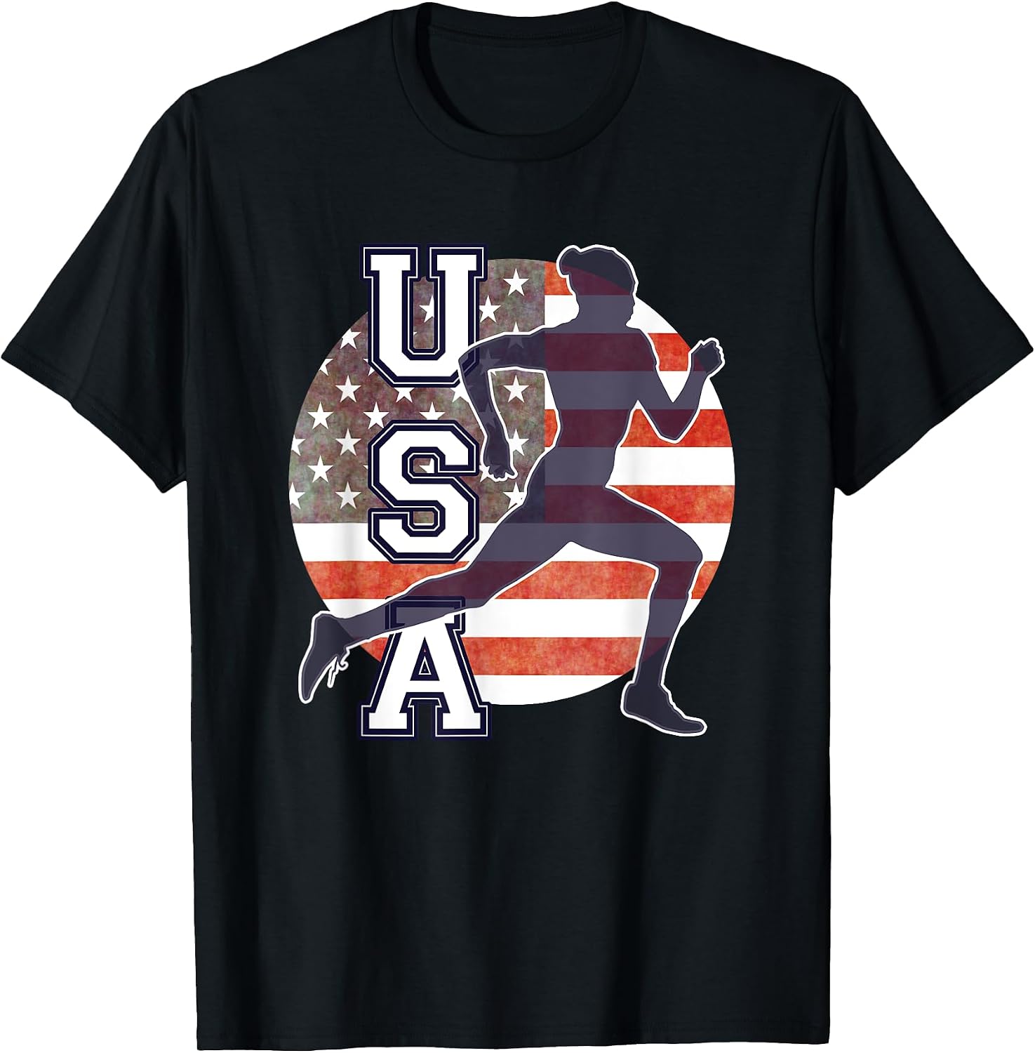 USA Women Running Track & Field Team American Flag Runner