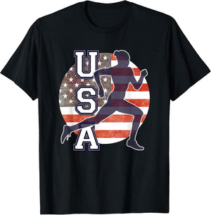 USA Women Running Track & Field Team American Flag Runner