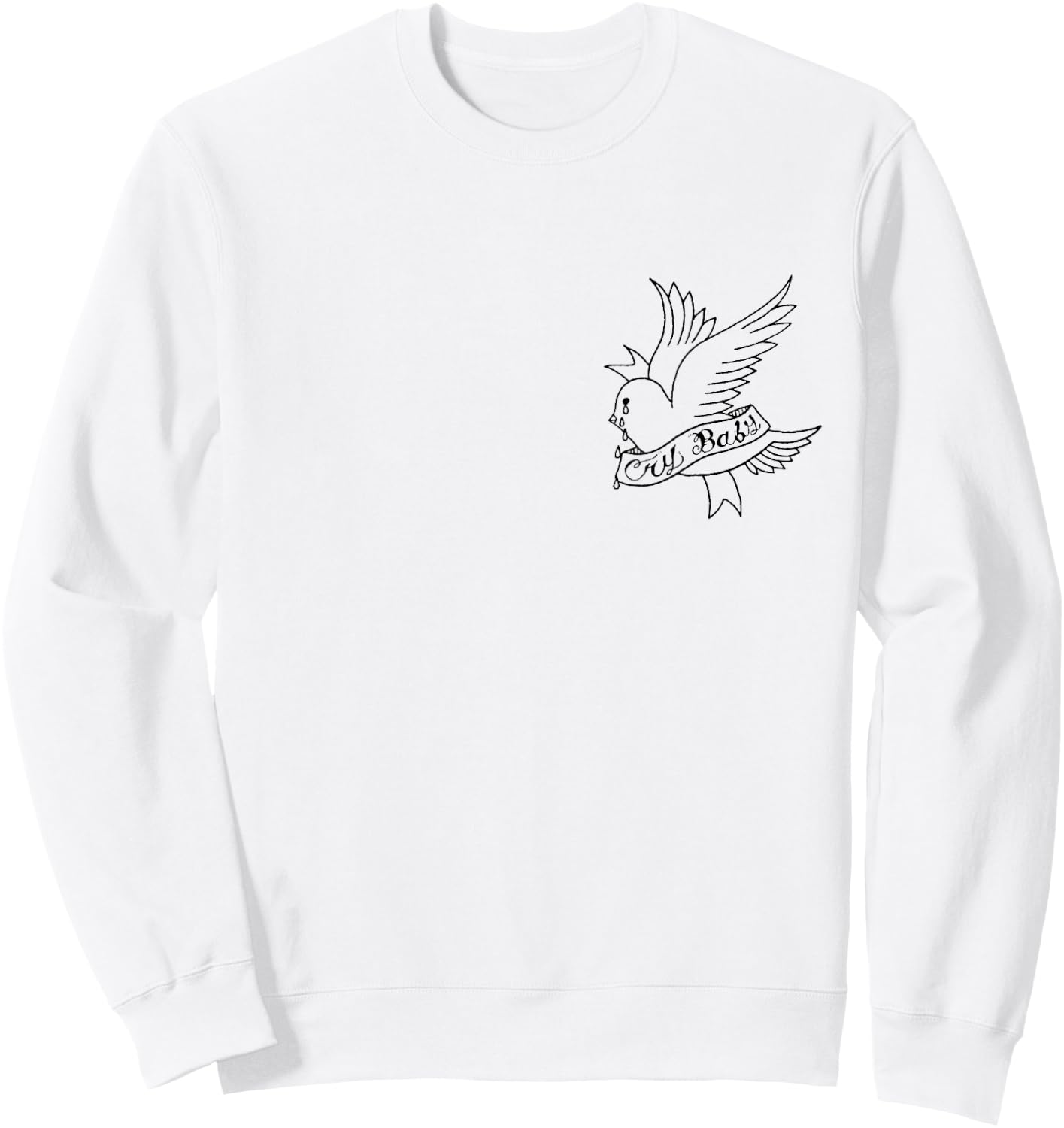 Cry Baby Aesthetic Tattoo Crybaby Bird Sweatshirt - Sweatshirt | White