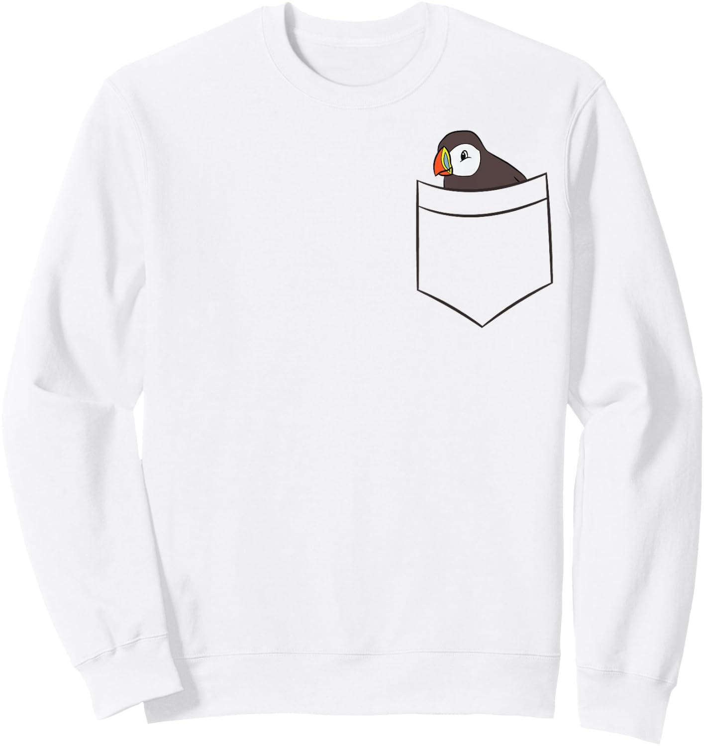 Puffin In The Pocket Seabird Iceland Pocket Puffin Sweatshirt - Sweatshirt | White