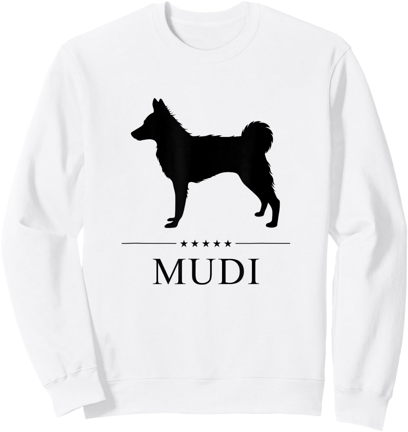 Mudi Dog Black Silhouette Sweatshirt - Sweatshirt | White
