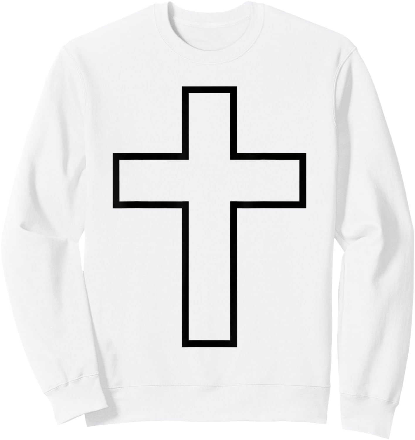 Black Cross Symbol Silhouette Outfit Sacred God Design Cross Sweatshirt - Sweatshirt | White