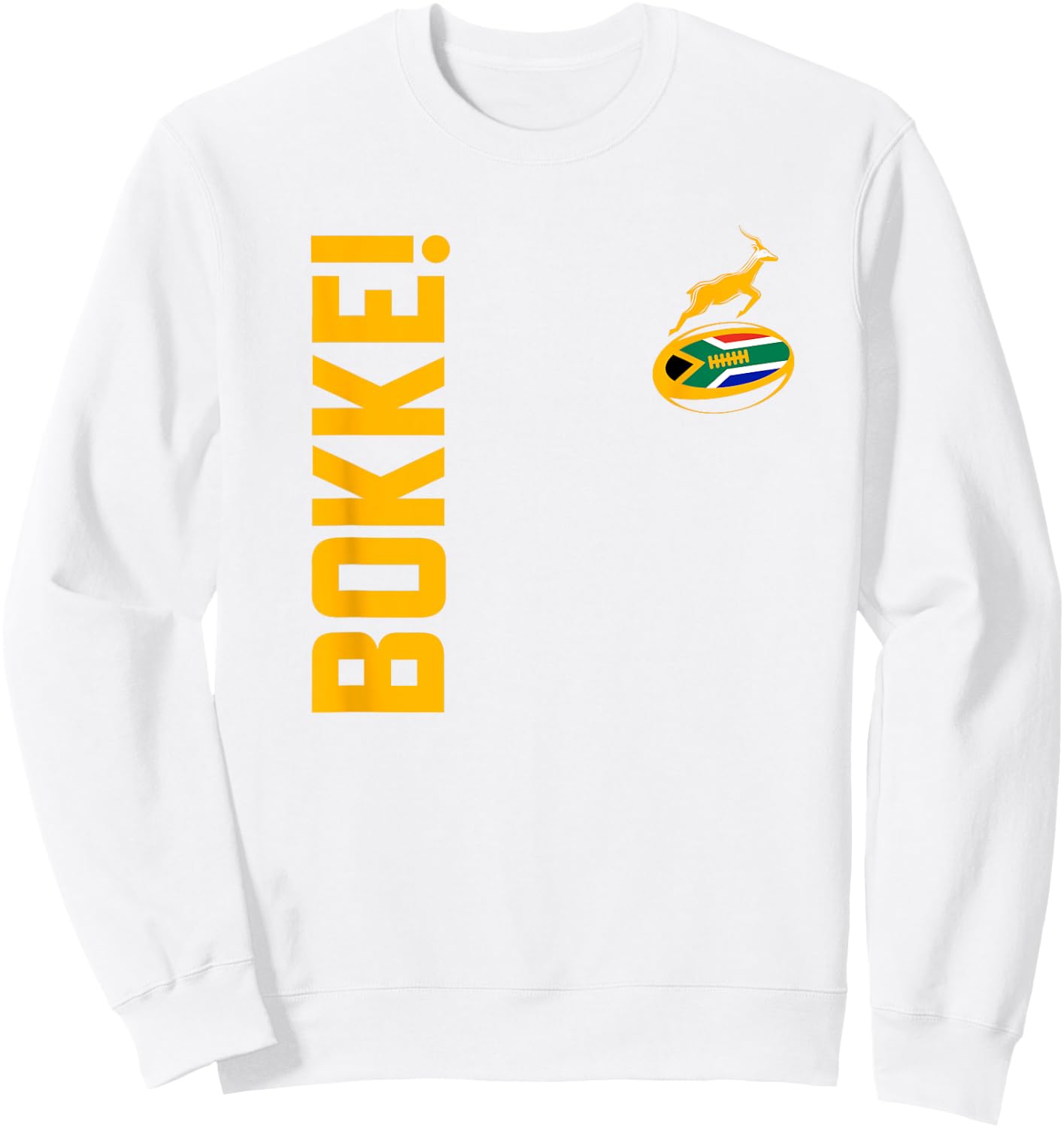 Springbok Rugby. Bokke, South African Flag. With Back Print Sweatshirt - Sweatshirt | White