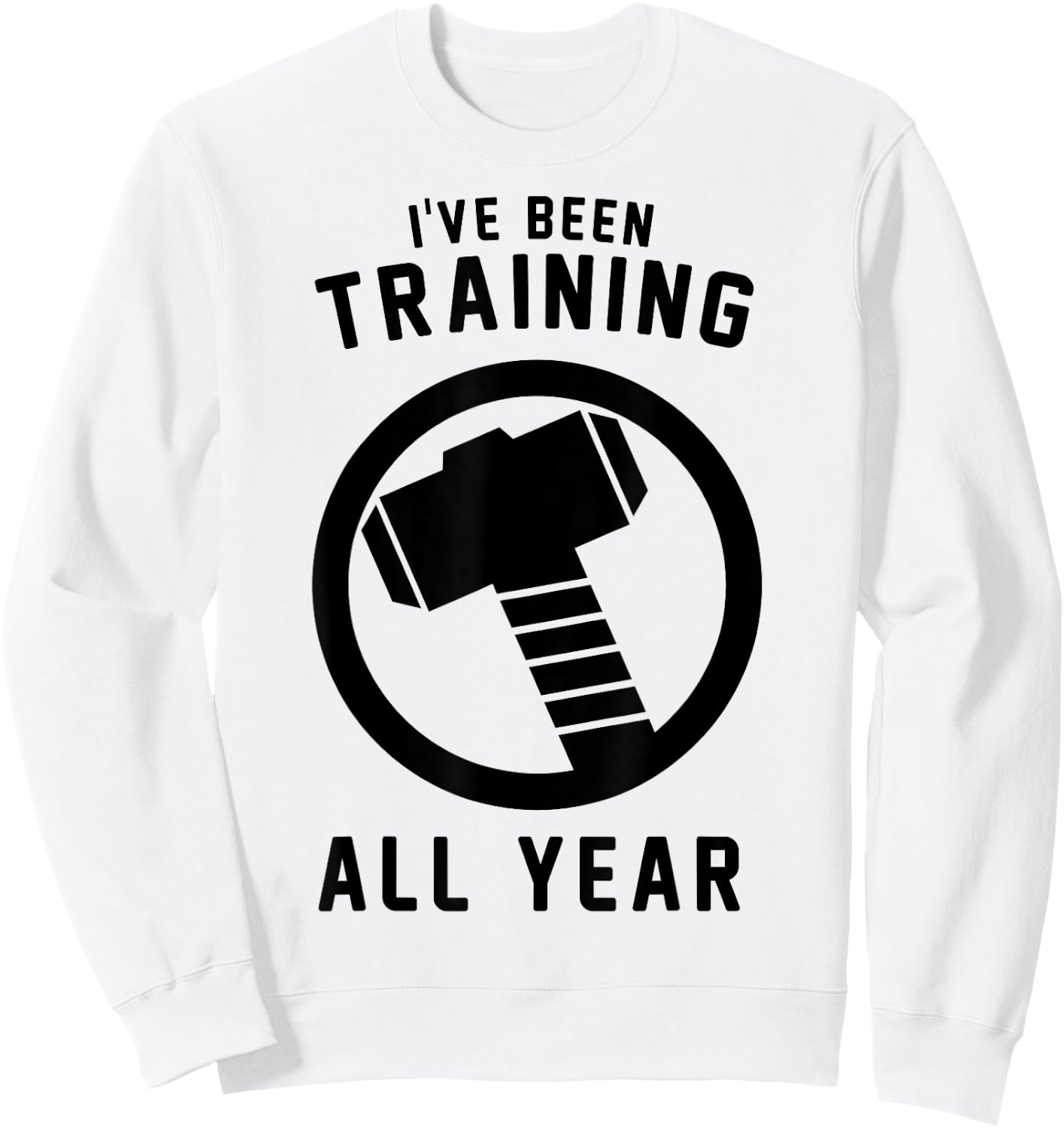 Marvel Avengers Thor I've Been Training All Year Hammer Logo Sweatshirt - Sweatshirt | White